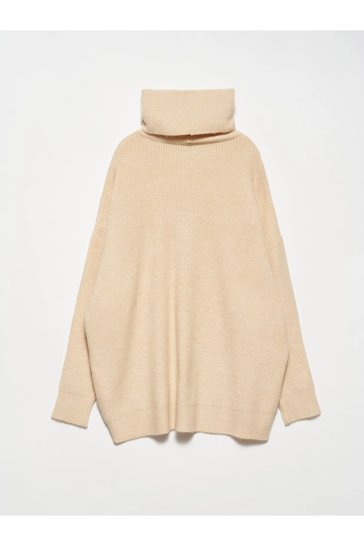 Dilvin  2268 weiter Rollkragenpullover – Hellbeige