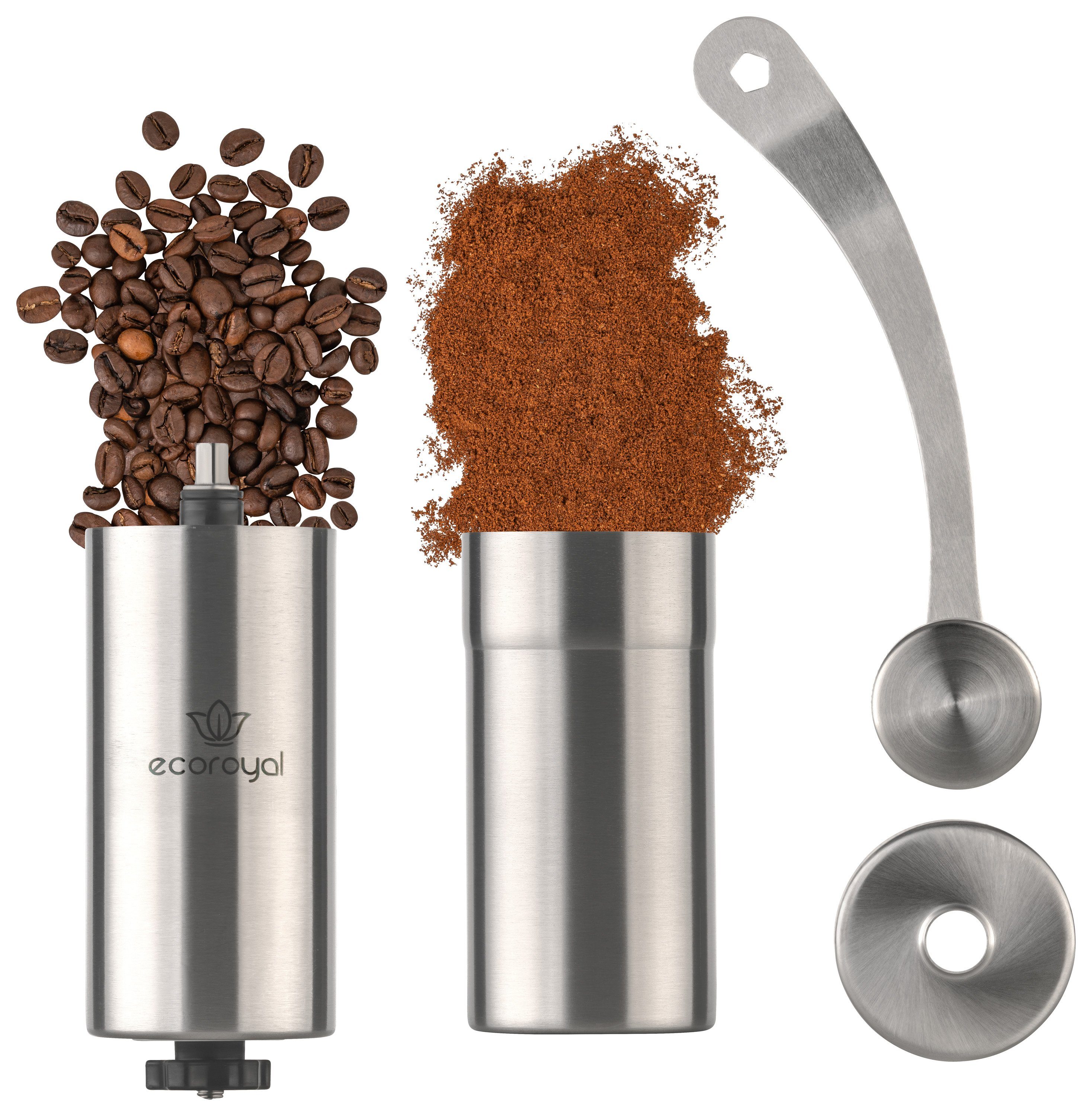 ecoroyal Kaffeemühle Kaffeemühle manuell I Präzise Mahlgradeinstellung stufenlos, Kegelmahlwerk