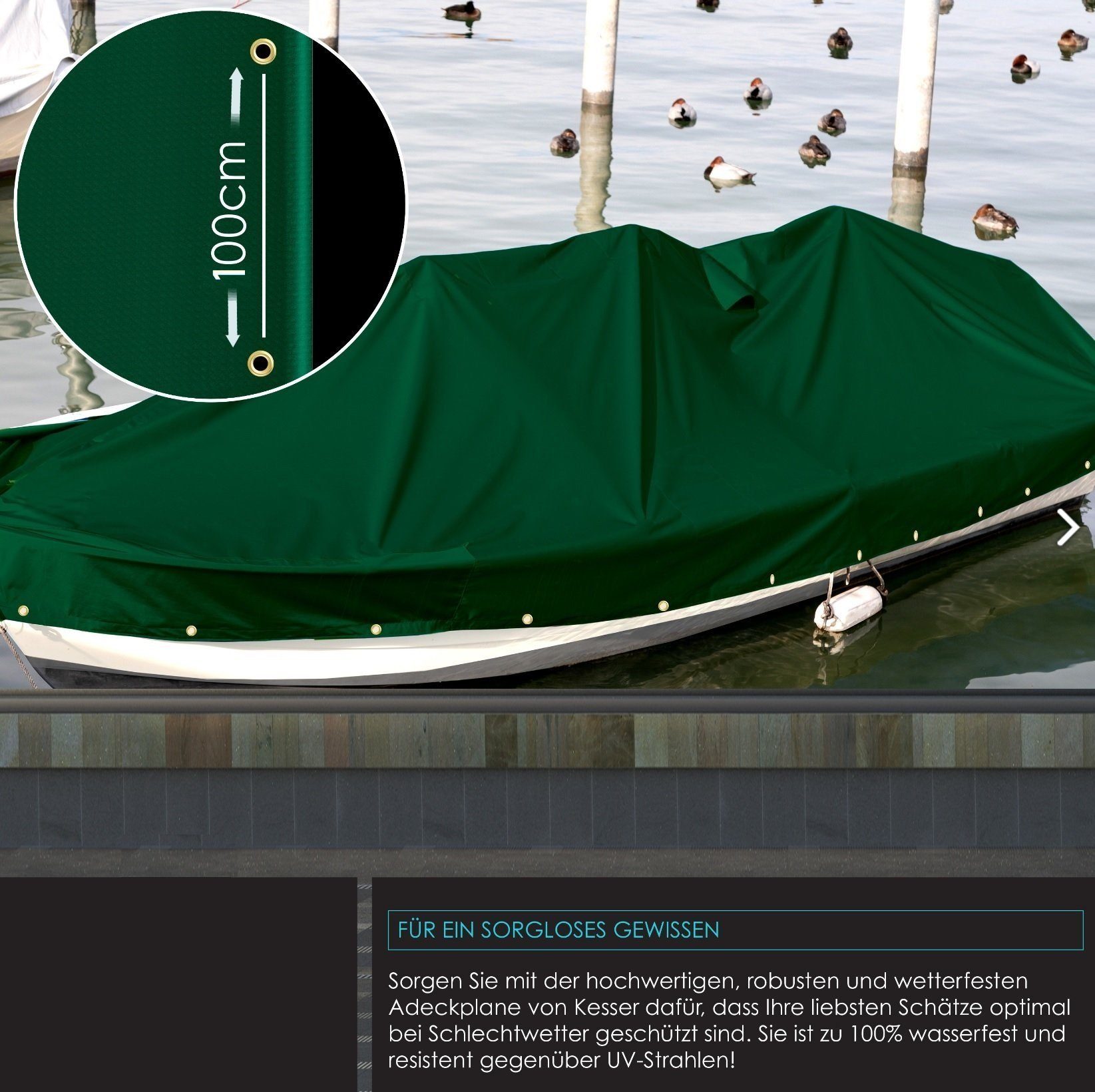 JUNG Schutzplane Abdeckplane Wasserdicht 180g/m² grün Wetterfest für Holz Roller etc (Wasserdicht, Winterfest Schutzplane, blaue Wendeseite, Gewebeplane Regenwetterplane Gartenplane Zeltunterlage Bauplane), dickes Material Anhänger Plane mit Ösen, Ca