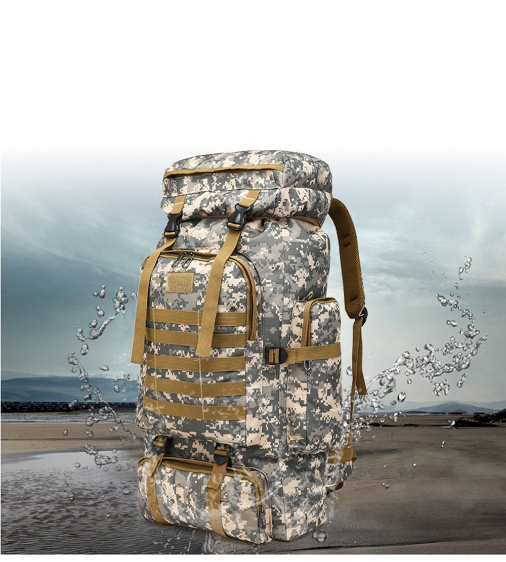 SCOBAG Wanderrucksack Wanderrucksack Camouflage (1-tlg, Männer und Frauen im Freien Sport), 80L Großes Fassungsvermögen-Wasserdicht