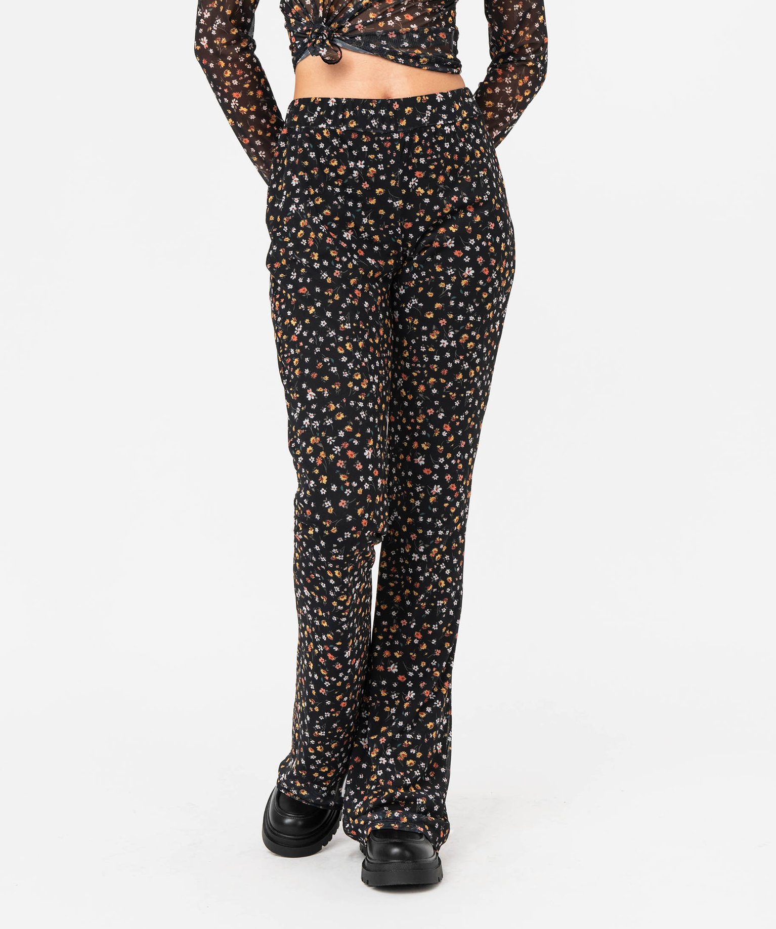 Pantalon flare en voile à motifs fleuris femme imprime | GEMO
