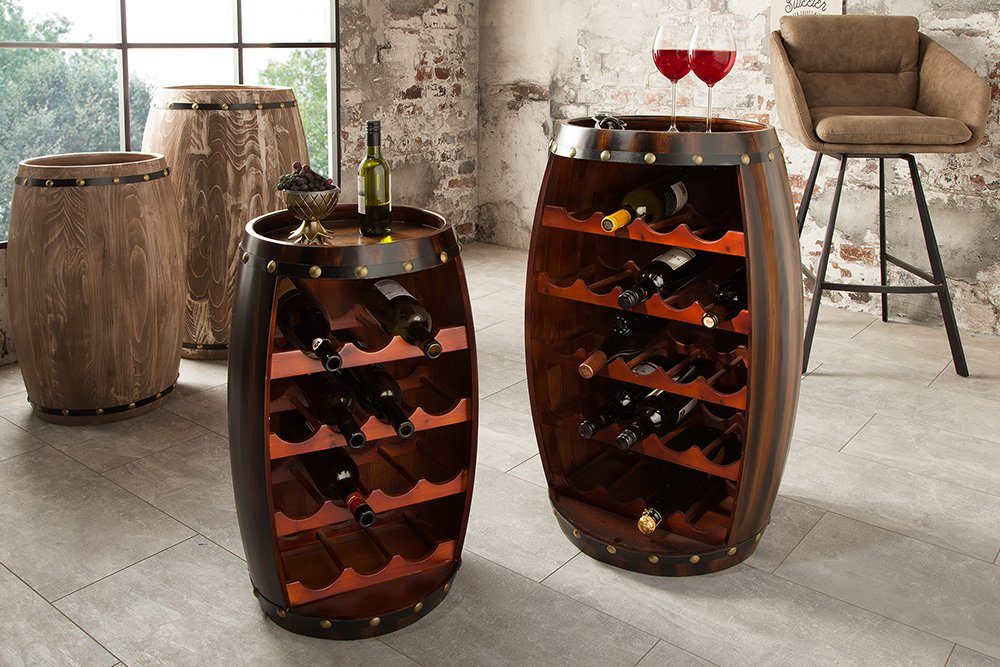 riess-ambiente Weinregal BODEGA 80cm coffee, Einzelartikel 1-tlg., Holz · Flaschen · Fass · Pinie