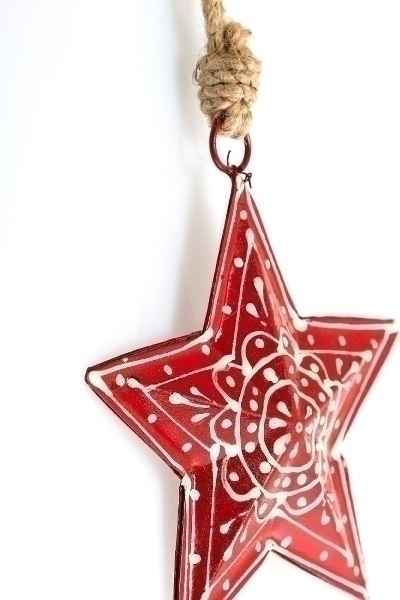 MyFlair Hänger Metallstern rot/weiss 10cm