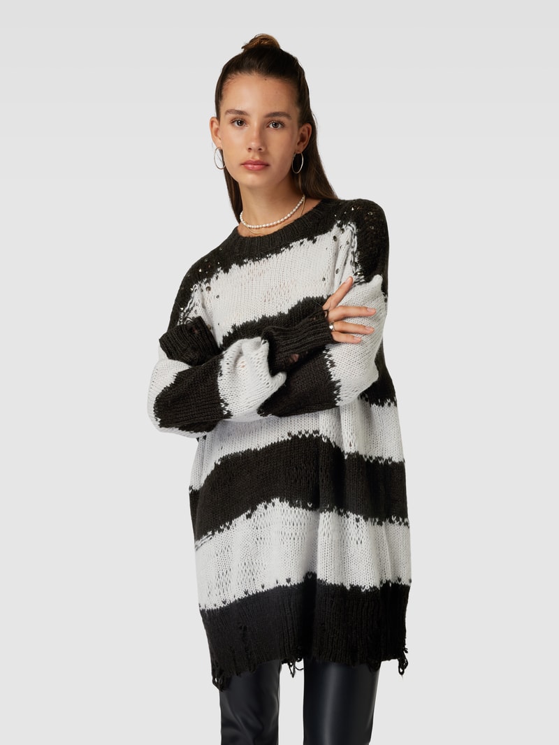 Strickkleid mit Blockstreifen in schwarz