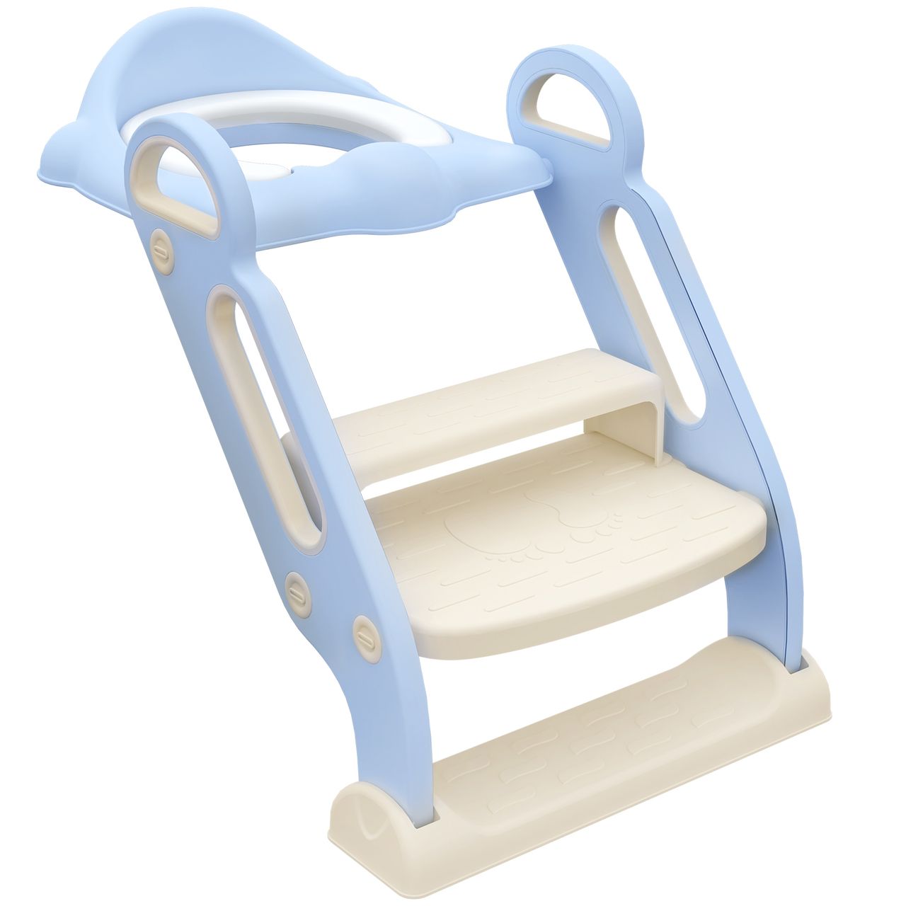 ZONEKIZ Kinder Toilettensitz, klappbarer Toilettentrainer mit Treppe, Griff Blau