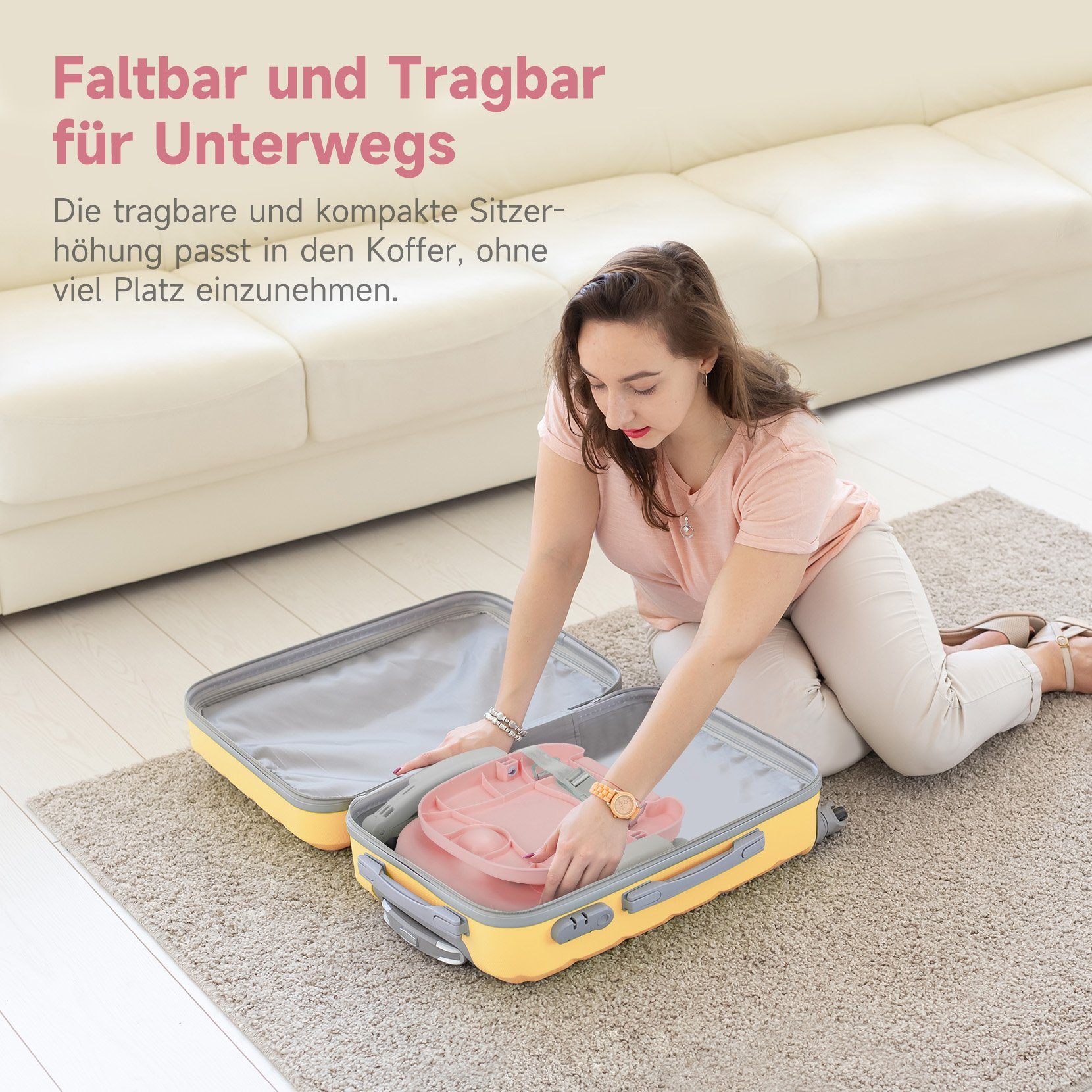 YOLEO Kindersitzerhöhung Sitzerhöhung, Booster Sitz, Tragbar Reisehochstuhl Baby 6-36 Monate, ab: 6 Monate, bis: 3 Jahre, bis: 15,00 kg