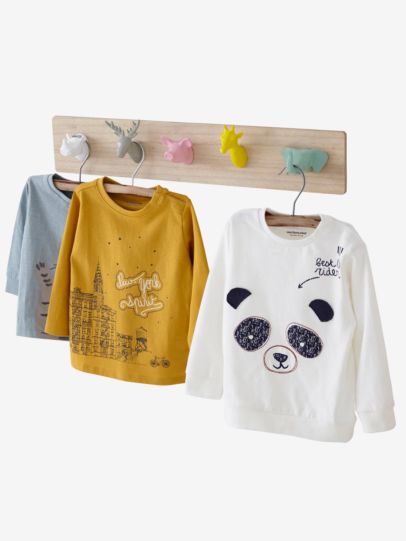 Vertbaudet Kinderzimmer Wandgarderobe, Tiere - natur/mehrfarbig