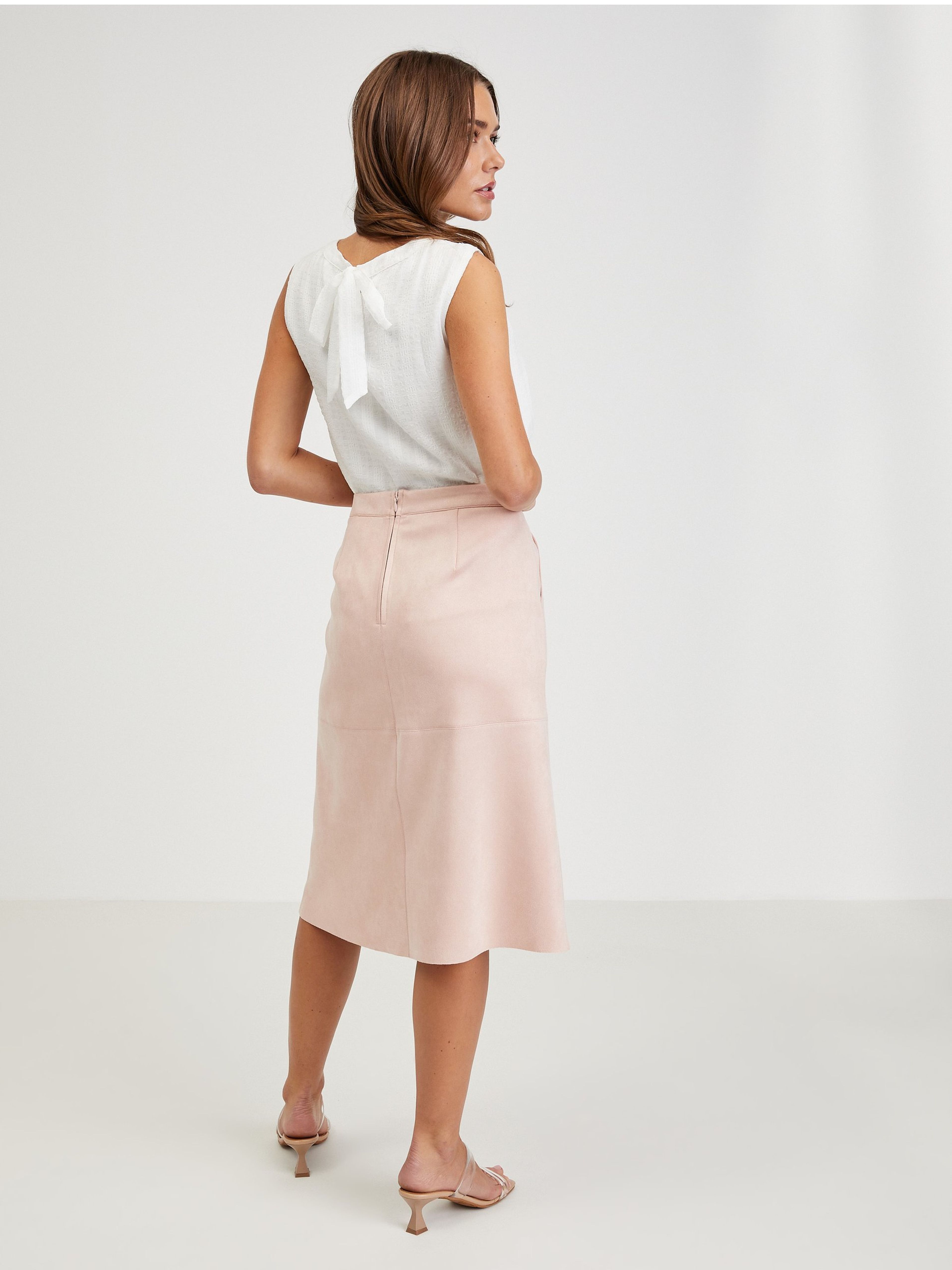 Apricotfarbener Damen Midirock aus Wildleder ORSAY