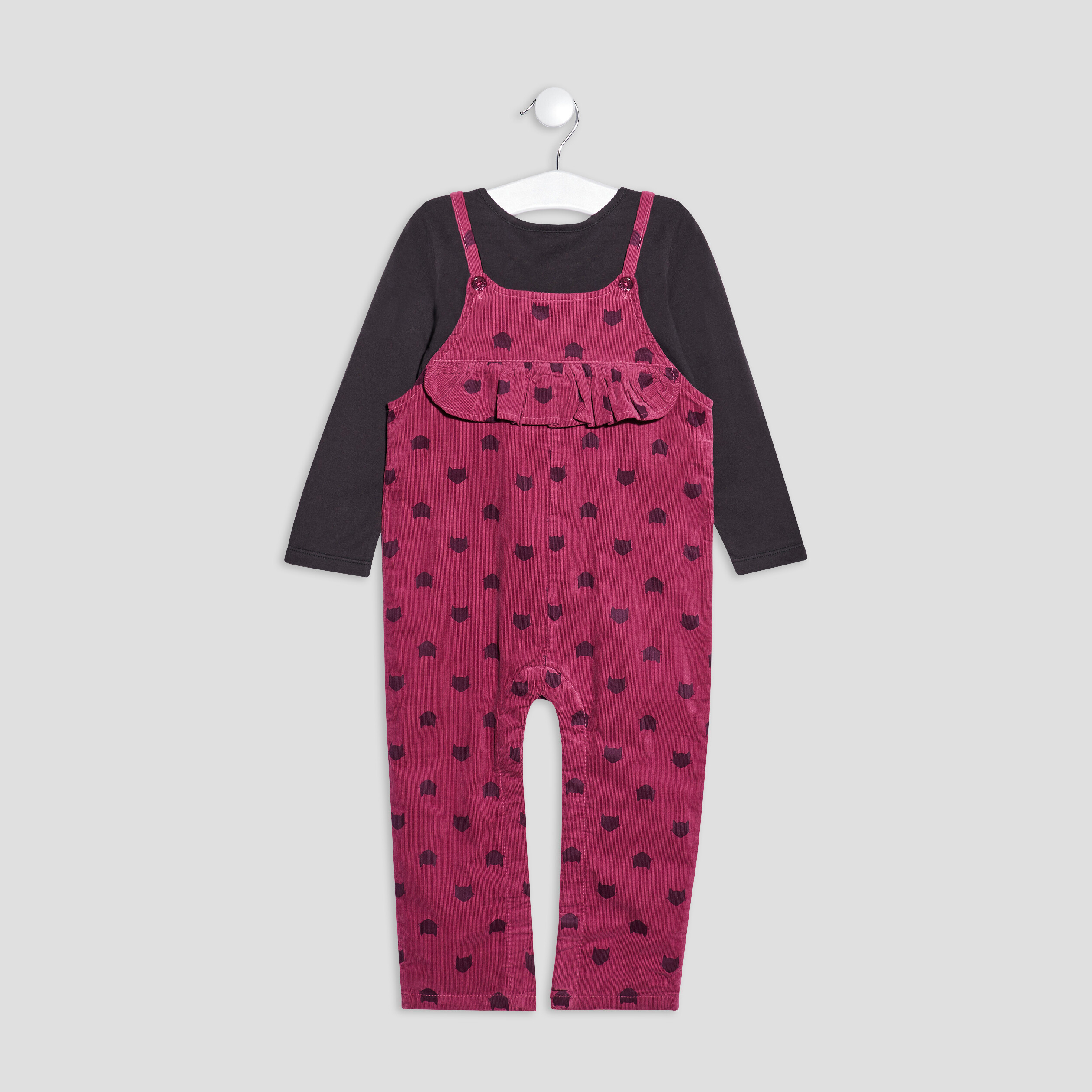 Ensemble 2 pièces salopette rose fushia bébé fille | La Halle