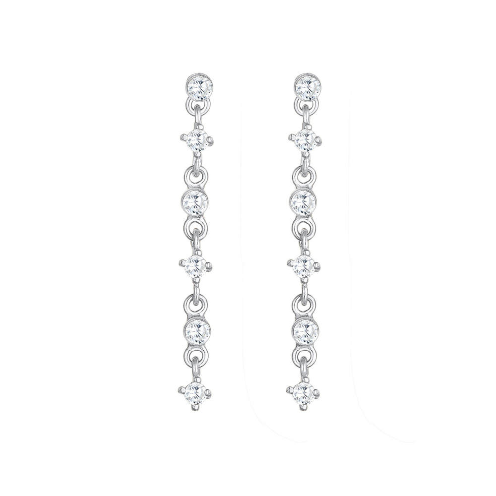 Elli Elli Boucles d'Oreilles Ohrhänger Zirkonia Rund 925 Silber Boucles d'oreilles