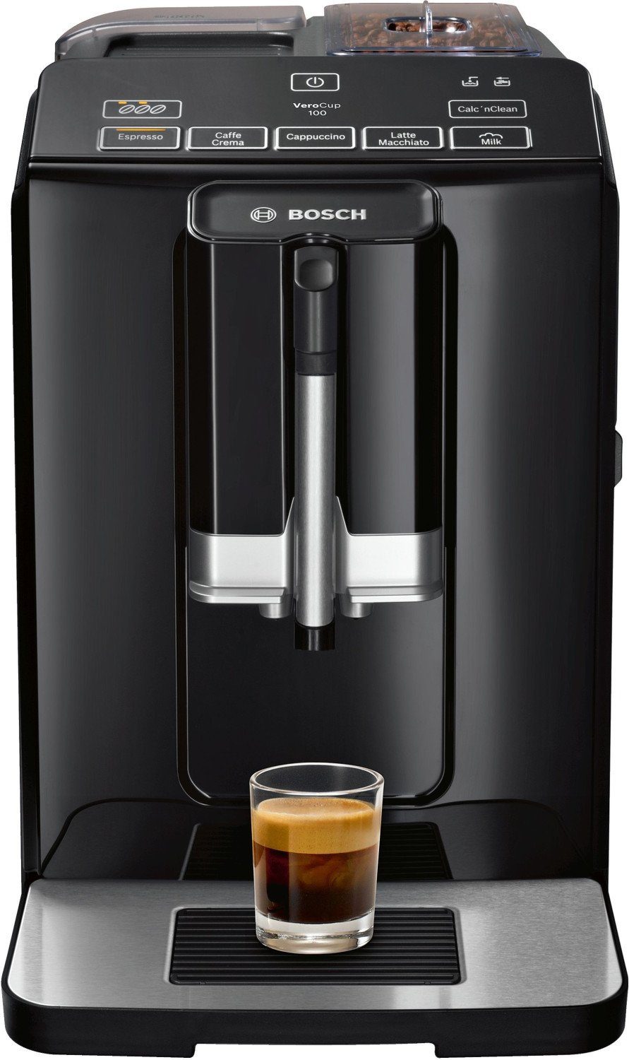 BOSCH Kaffeevollautomat VeroCup 100 One Touch, Milchaufschäumer, Ke­ra­mik­mahl­werk schwarz