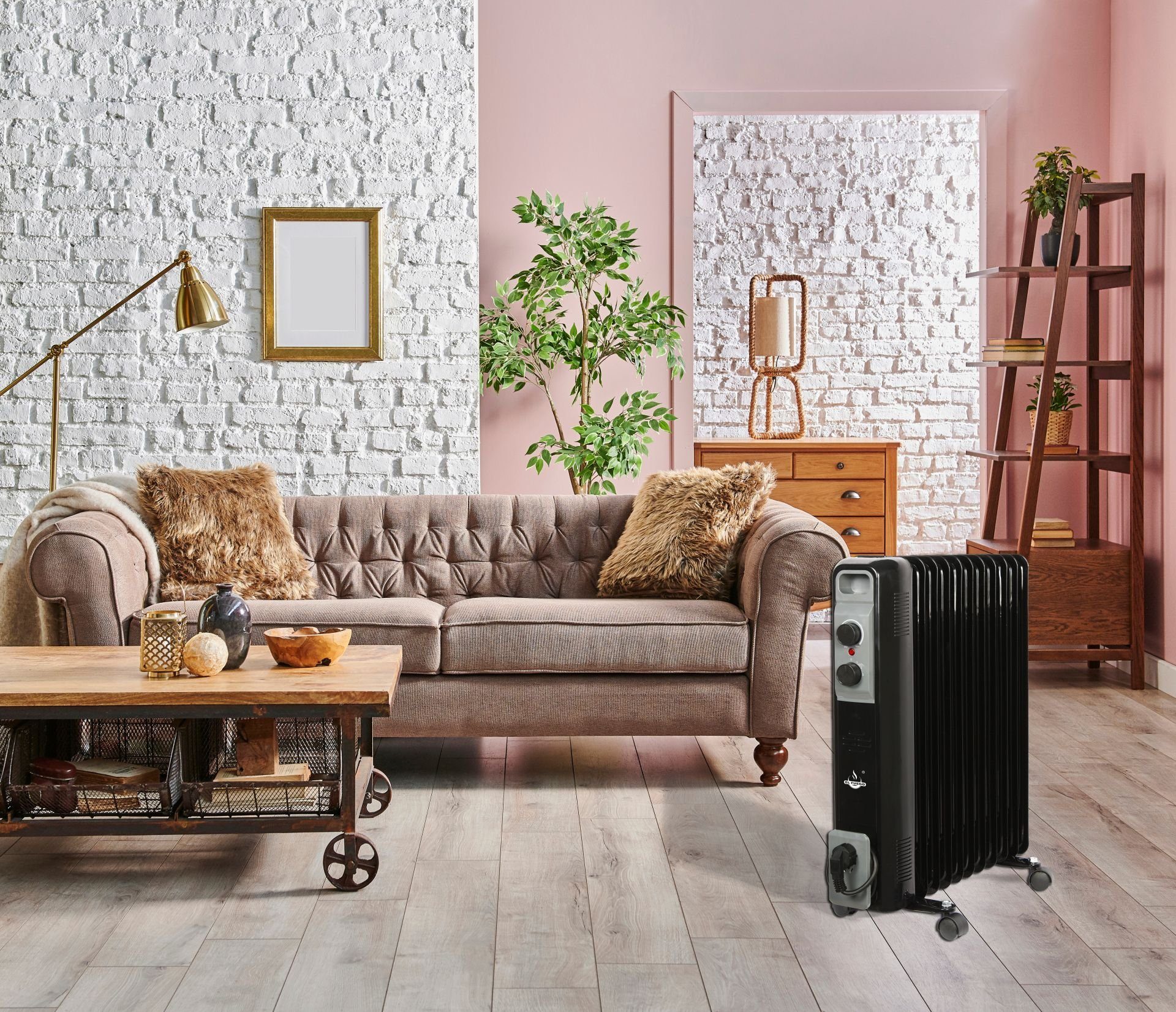 El Fuego Elektro-Heizkörper AY7044, Mobiler Ölradiator 11 Rippen, schwarz, 2500W, regelbar