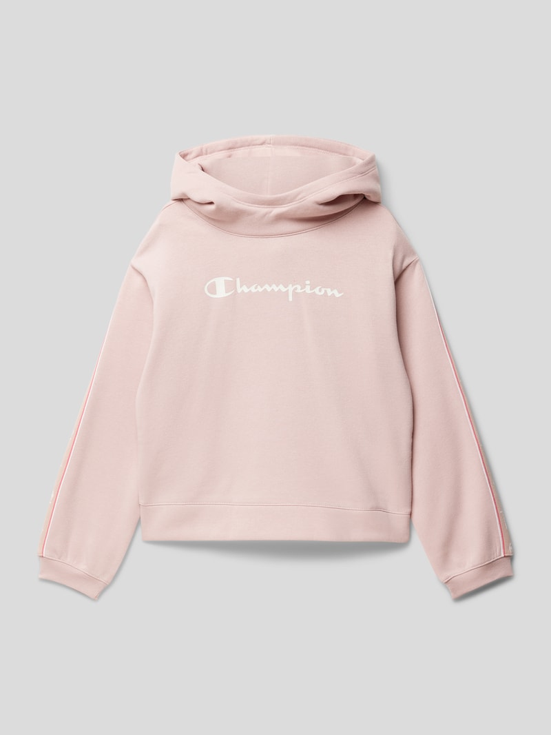 Hoodie mit Logo-Print in hellrosa