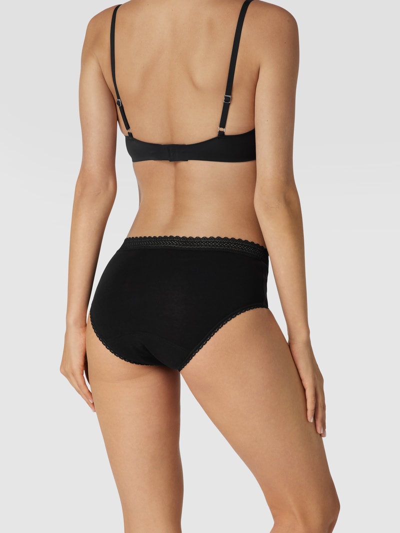Slip mit Spitzenbesatz im 2er-Pack in schwarz