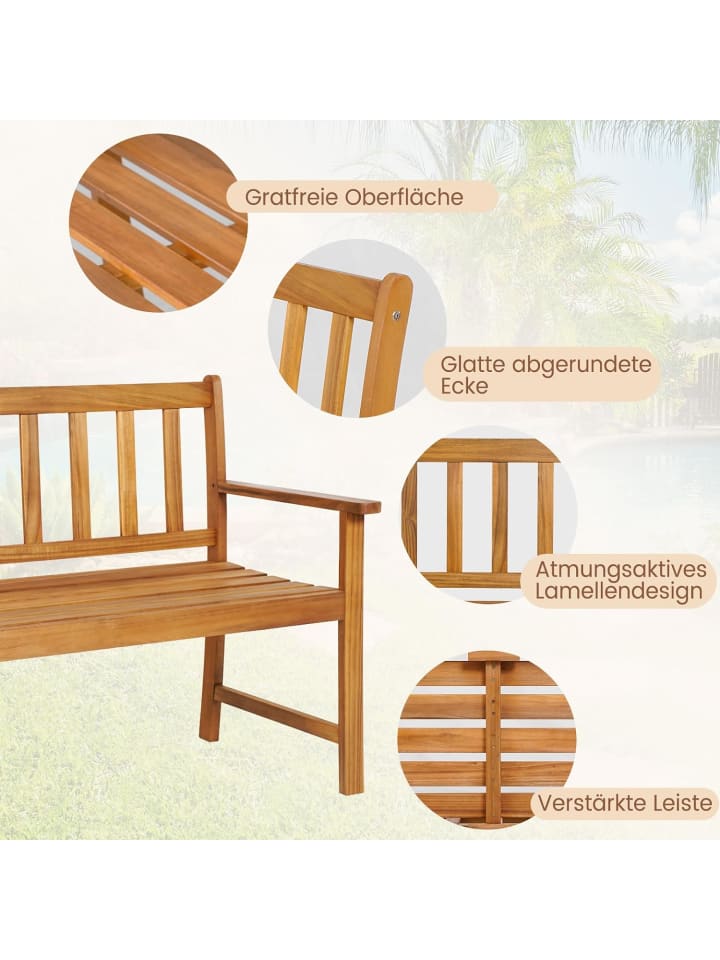 COSTWAY Gartenbank 2 Sitzer in Hellbraun günstig kaufen onesize