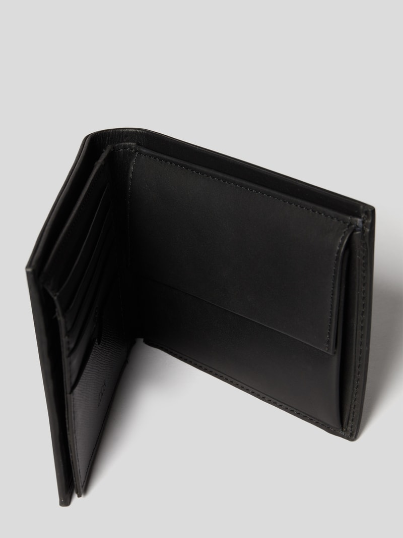 Geldbörse aus Leder mit Logo-Prägung in schwarz