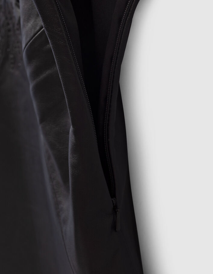 Top fines bretelles noir en cuir brodé Femme