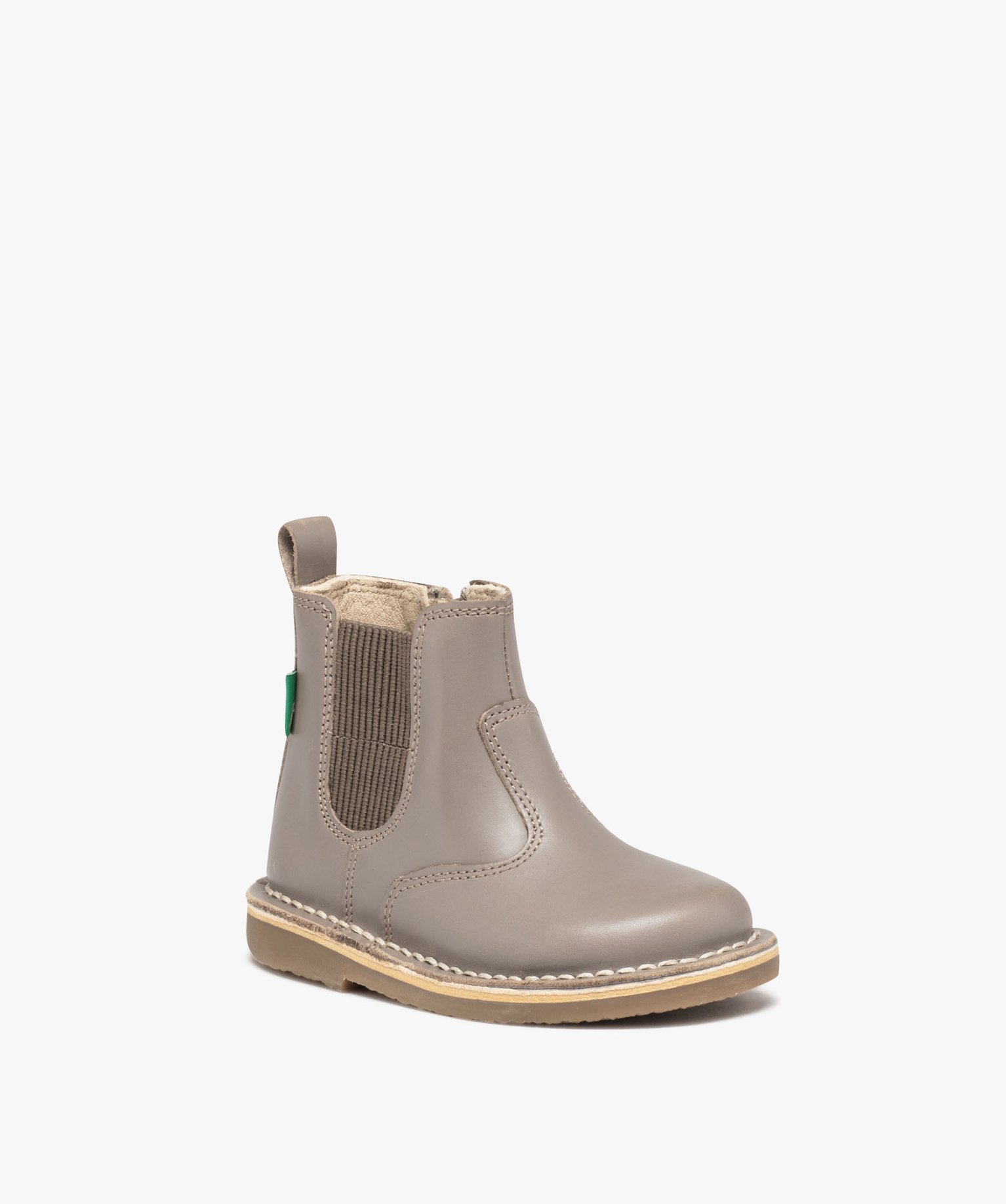 Boots bébé fille en cuir uni style Chelsea - Kickers taupe | GEMO