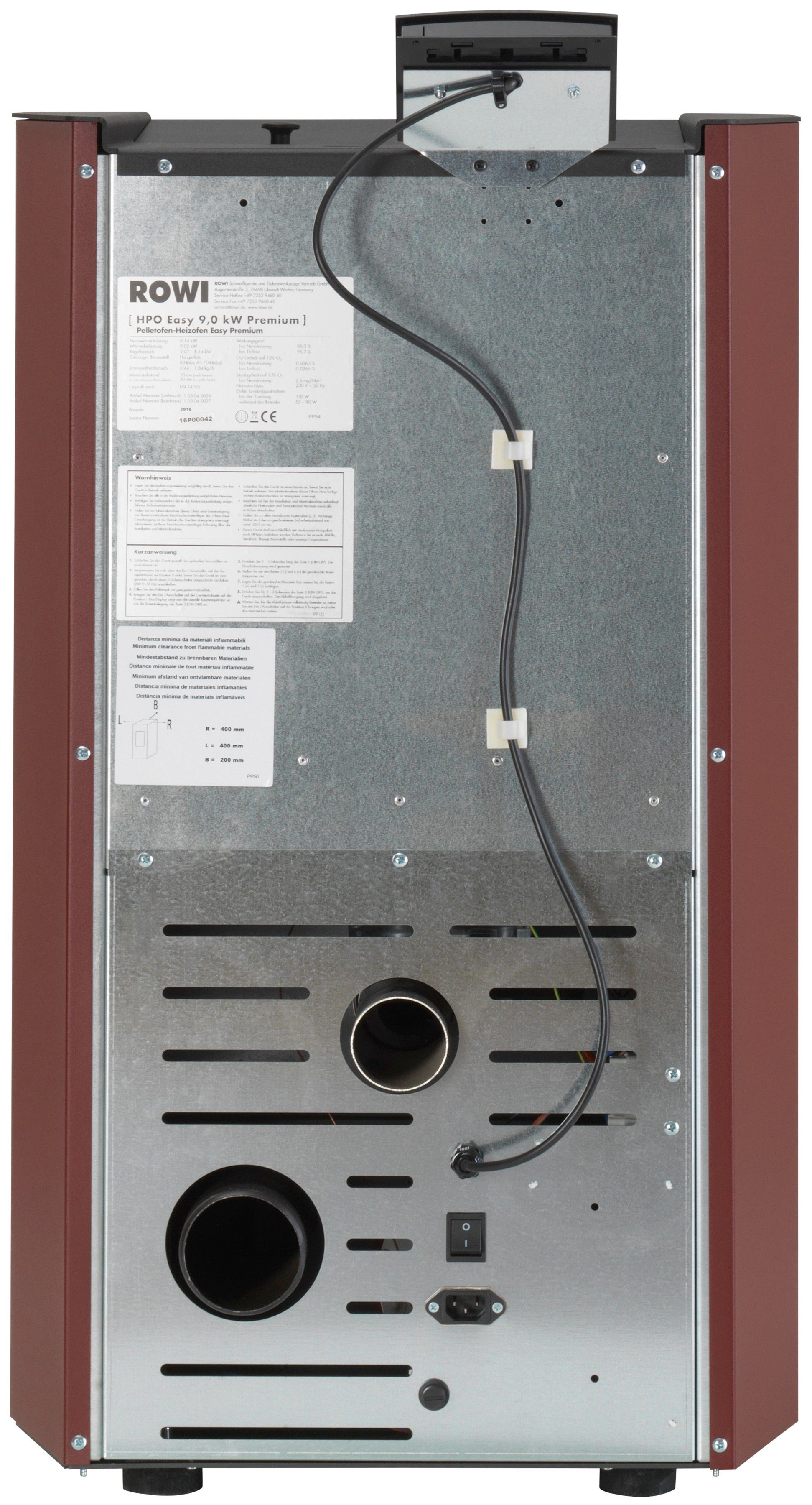 ROWI Pelletofen HPO 9,0 Easy Premium, 8,1 kW, Zeitbrand, 55-90 W, 230 V