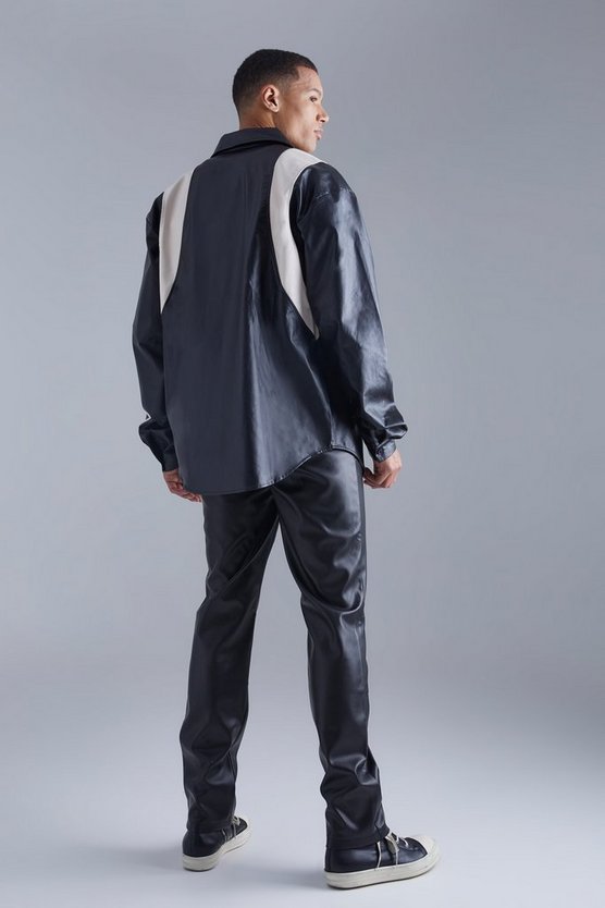 Tall Overshirt mit PU-Einsatz