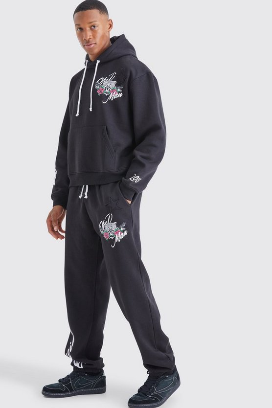Kastiger Oversize Trainingsanzug mit Tiger-Print