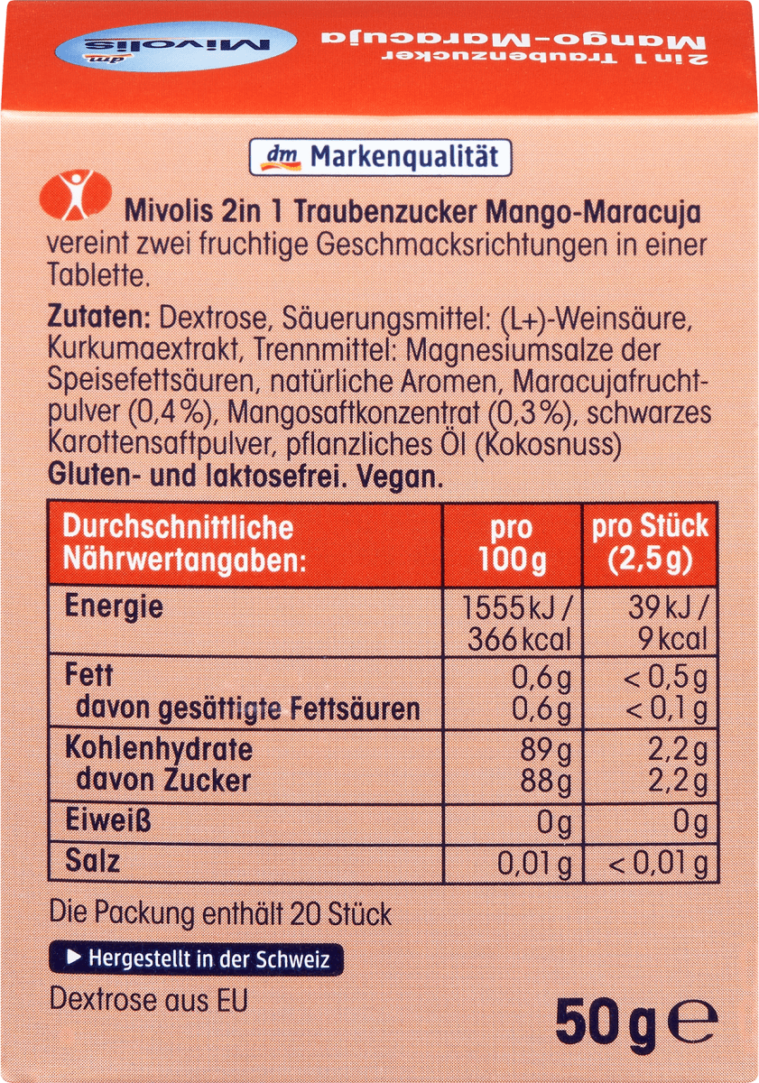 Traubenzucker 2in1, Mango-Maracuja, 50 g