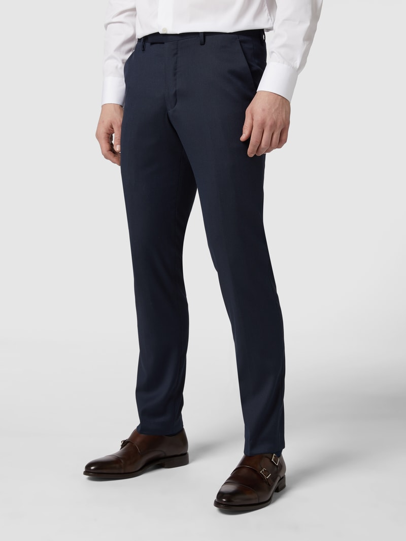 Slim Fit Business-Hose mit Webmuster in marineblau