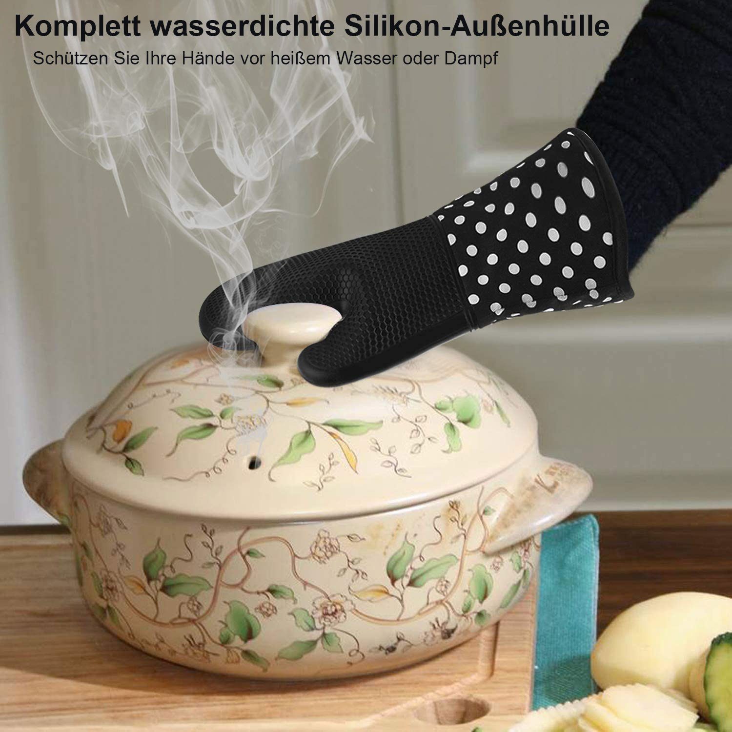 TOPMELON Topfhandschuhe 1 Paar Silikon Topfhandschuhe Küchen Ofenhandschuhe