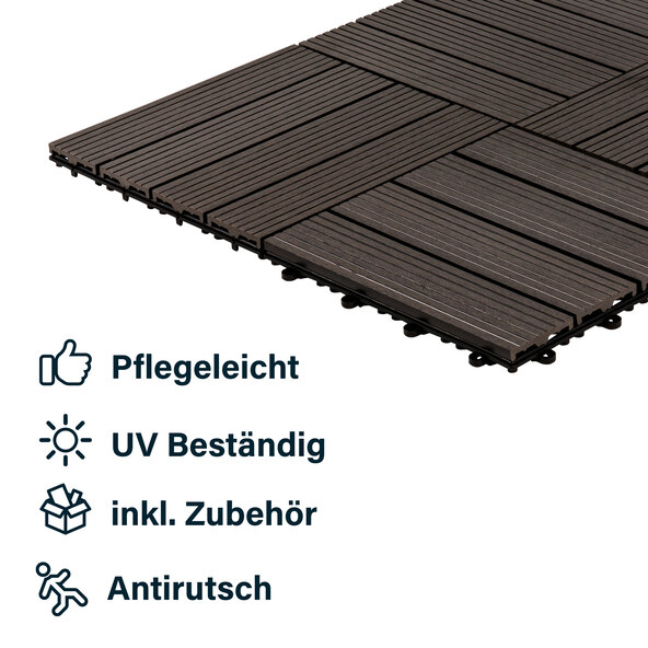 WPC-Holzfliesen BAVARO, 3m²-Paket, anthrazit