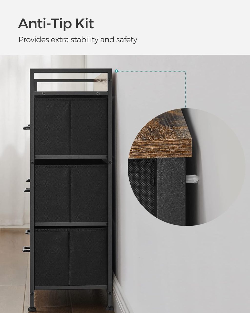 Vasagle Industrie-Design Kommode mit 7 Stoffschubladen