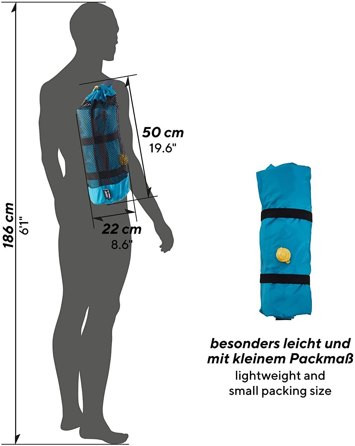 UQUIP Luftbett Betty Double 200 x 140 x 15cm - Komfort Doppel Matratze, (mit Transporttasche und Reparatur-Set), geeignet für Innen- und Außenbereich