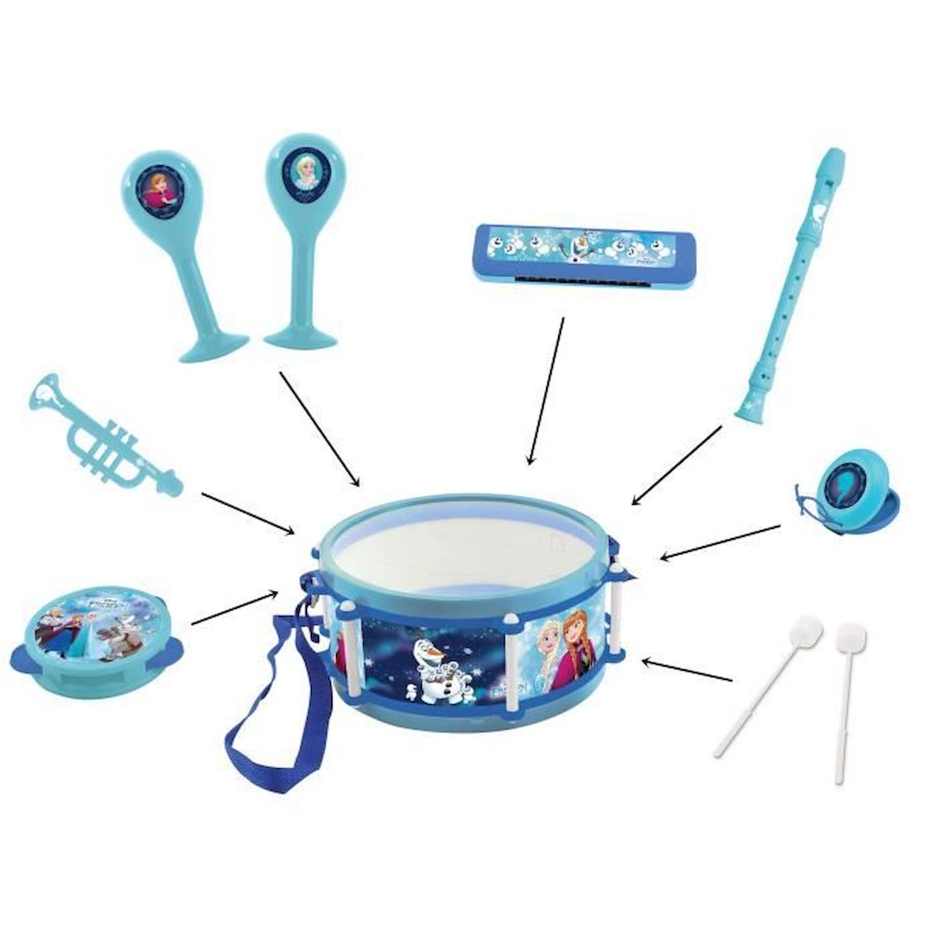 LA REINE DES NEIGES Set musical de 7 instruments de musique enfant bleu