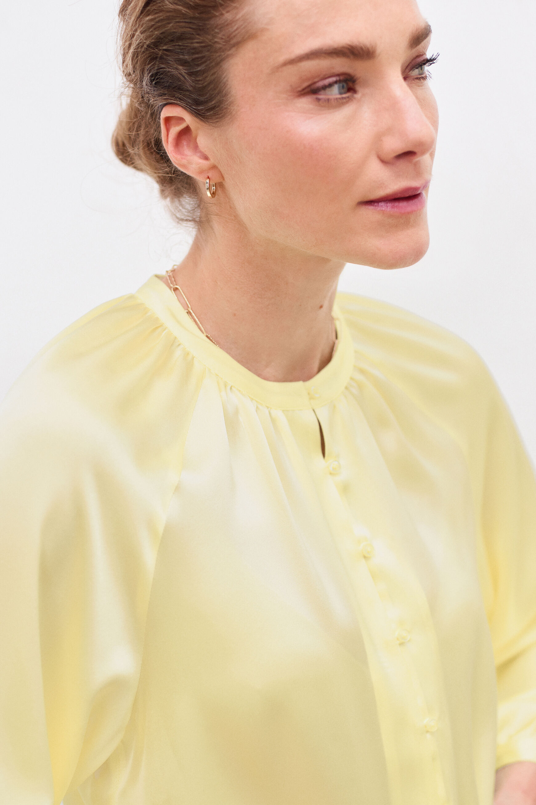 chemise bilk 100% soie jaune citron femme