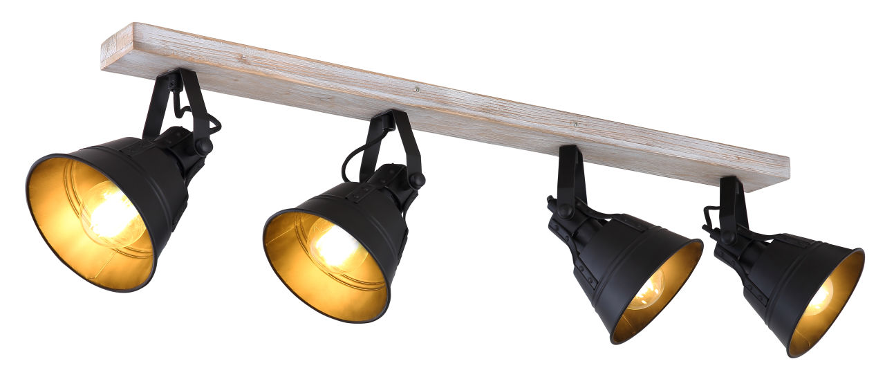 Globo Lighting - GÜNTHER - Strahler Holz weiß, 4x E27