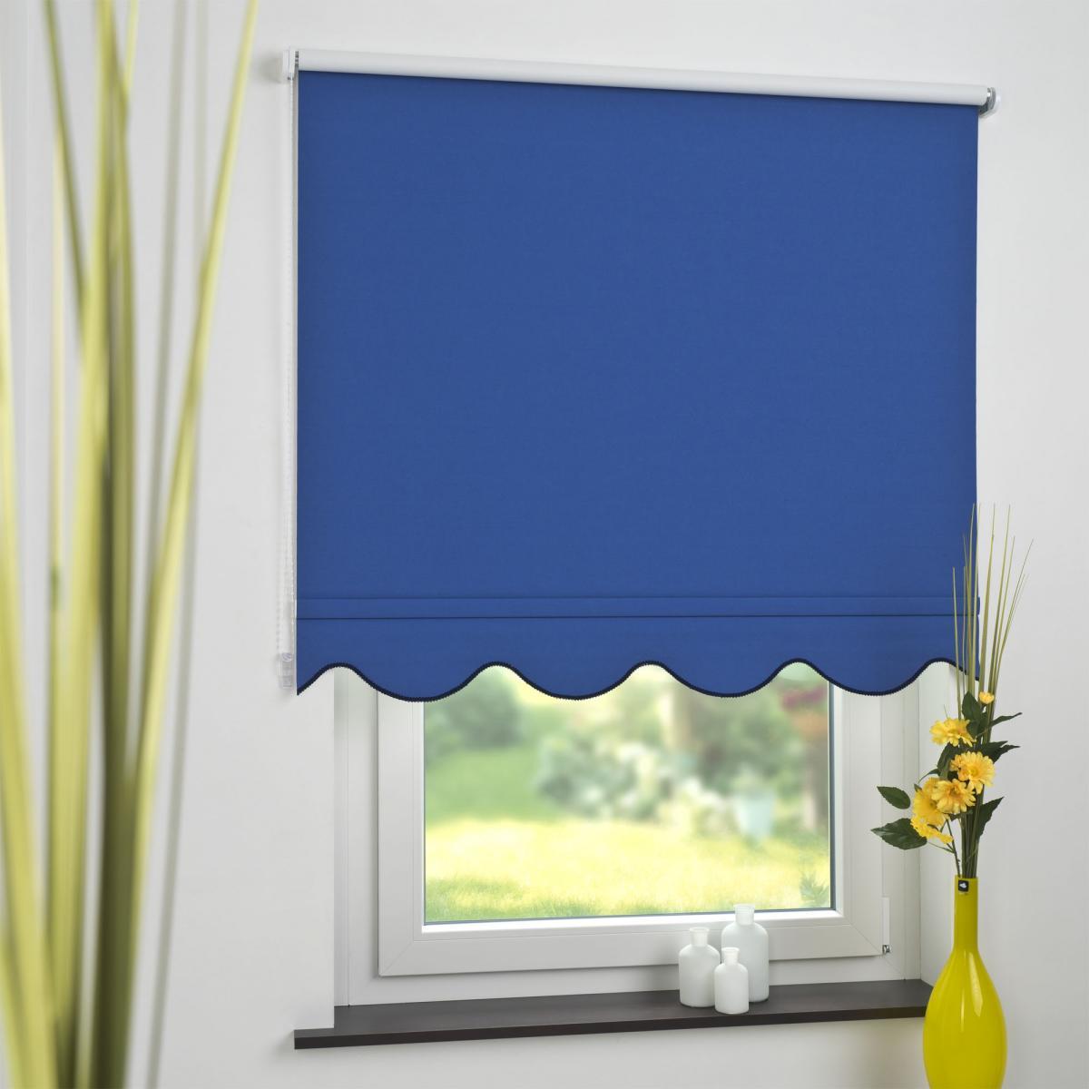 Bella Casa Seitenzugrollo Kettenzugrollo Volantrollo Rollo Klassik Verdunklung 142 x 180 cm blau für Fenster