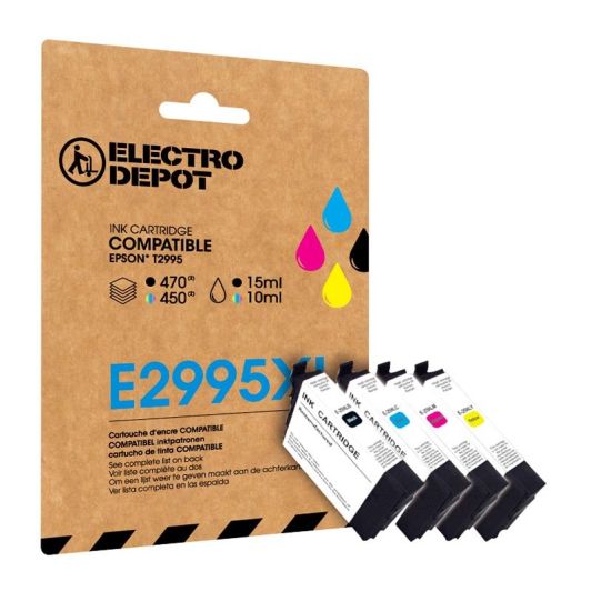 cartuș de cerneală compatibil ELECTRO DEPOT Epson E2995 XL negru și colorat (căpșună)