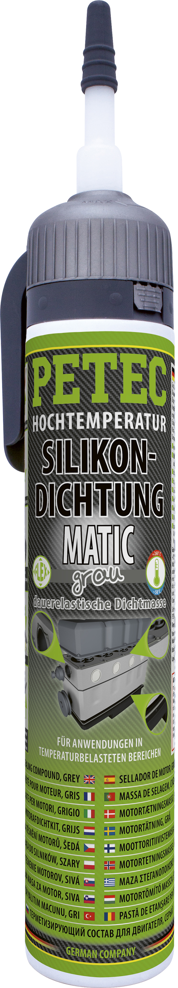 Hochtemperatur-Silikondichtung von PETEC, dauerelastisch, grau - ATU