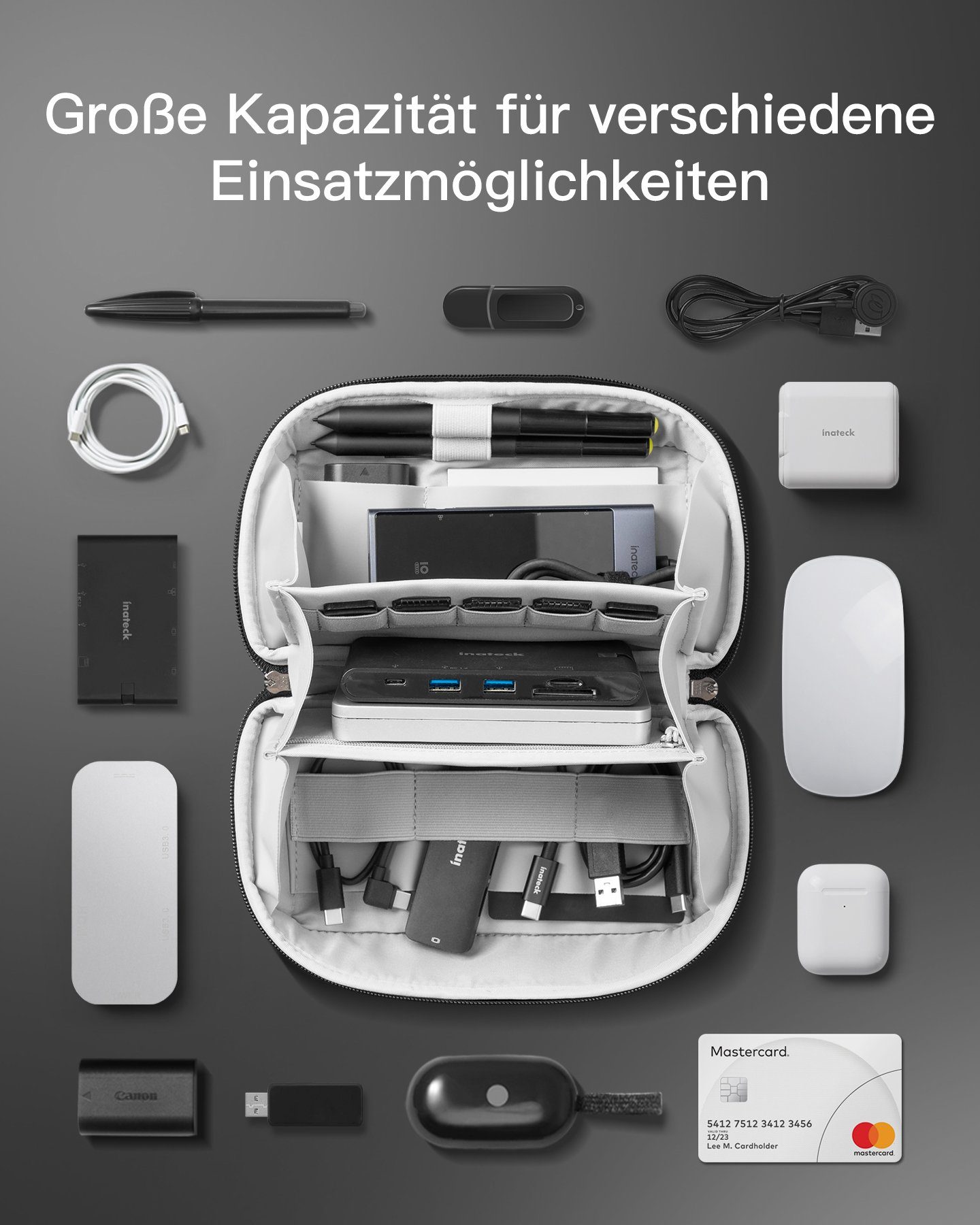 Inateck Kulturbeutel Zubehörtasche Reisetasche Elektroniktasche
