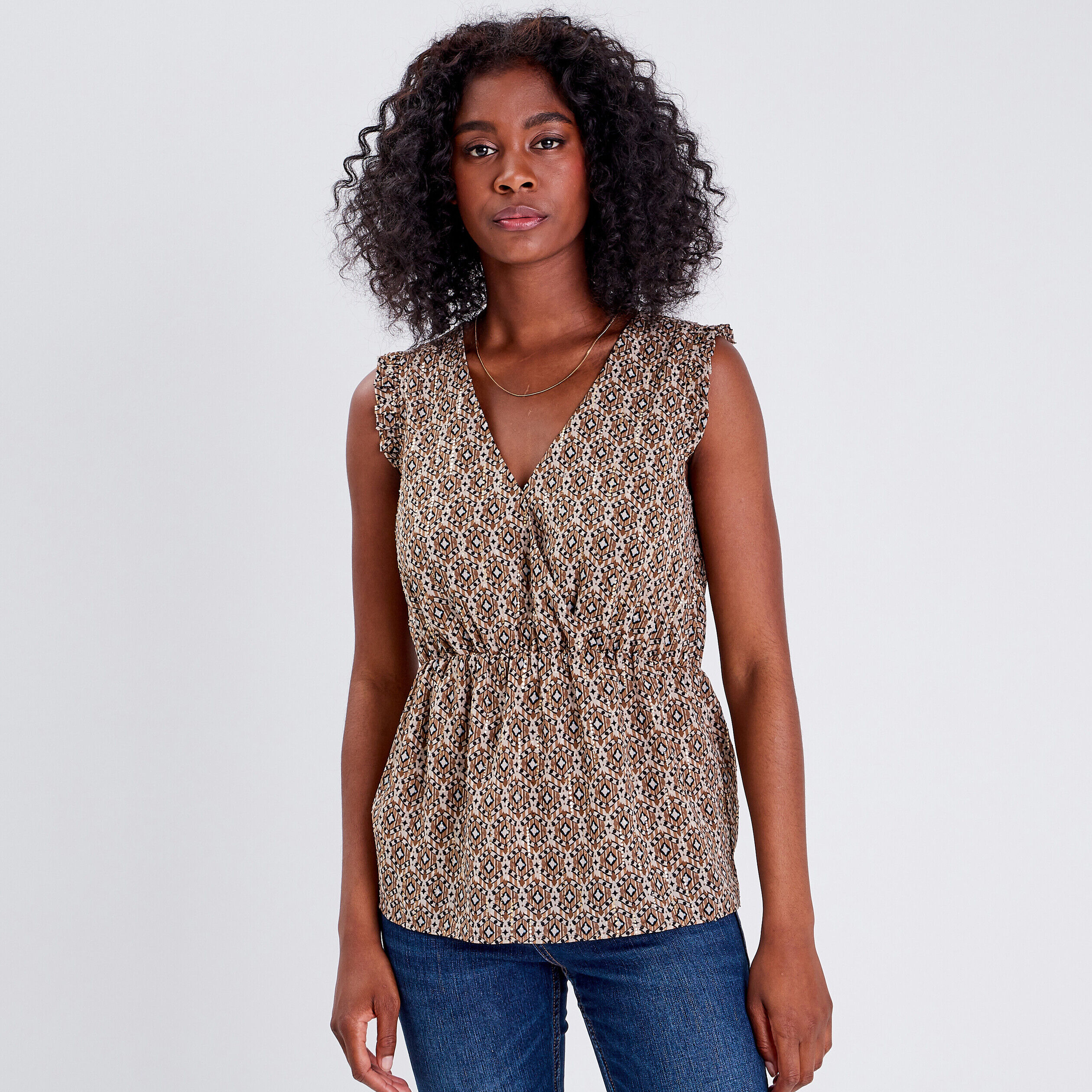 Blouse sans manches beige femme | Cache Cache