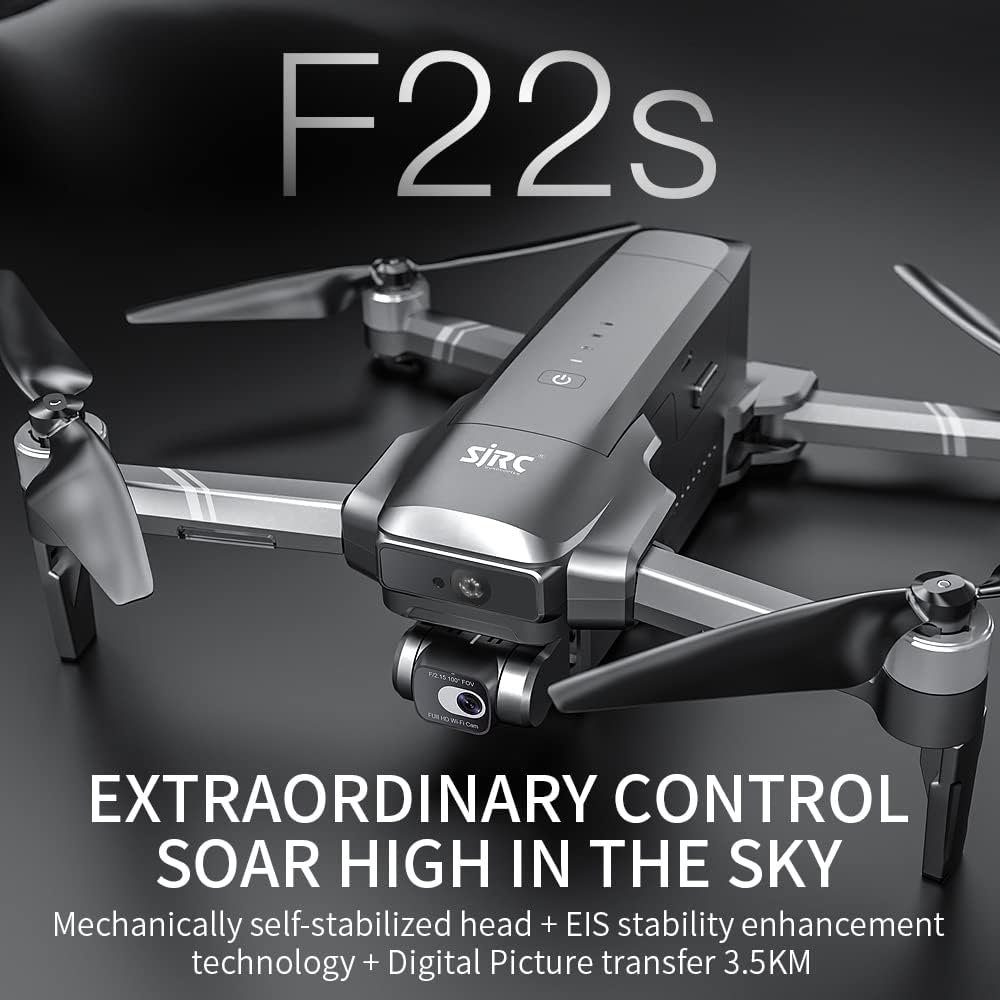 Teeggi SJRC F22S, Laser Hindernis Vermeidung, 3,5 km Flugdistanz Drohne (3840*2160P 30fps, mit Kamera EIS 2-Achsen Gimbal, 35 Minuten Flugzeit, GPS Intelligente)