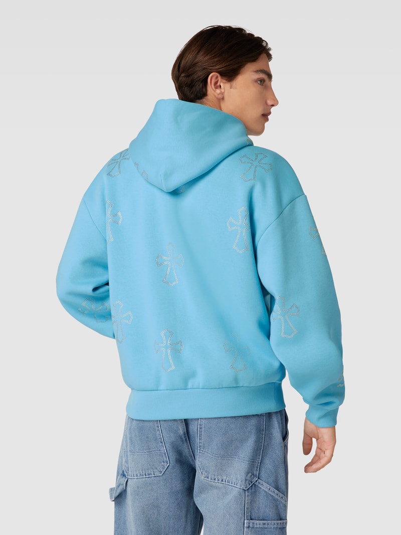 Sweatjacke mit Label-Detail in hellblau