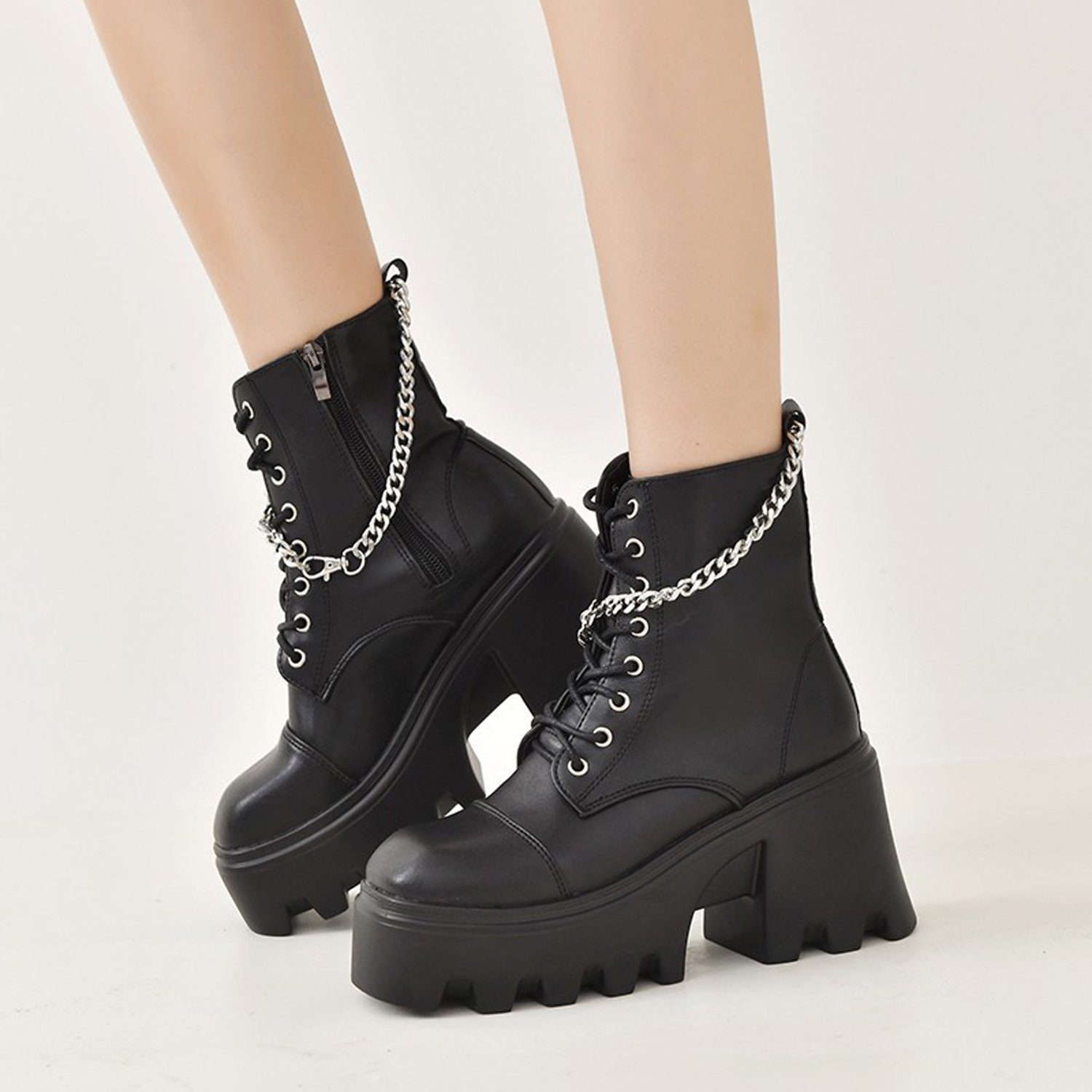 aikidio Hufglocken Schwarze Winterstiefel und High Heels für Damen