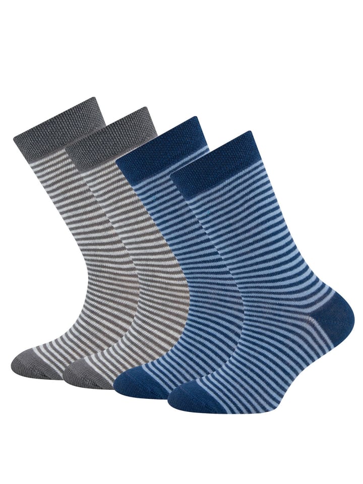 ewers 4er-Set Socken 4er Pack Ringel in blau-grau günstig kaufen