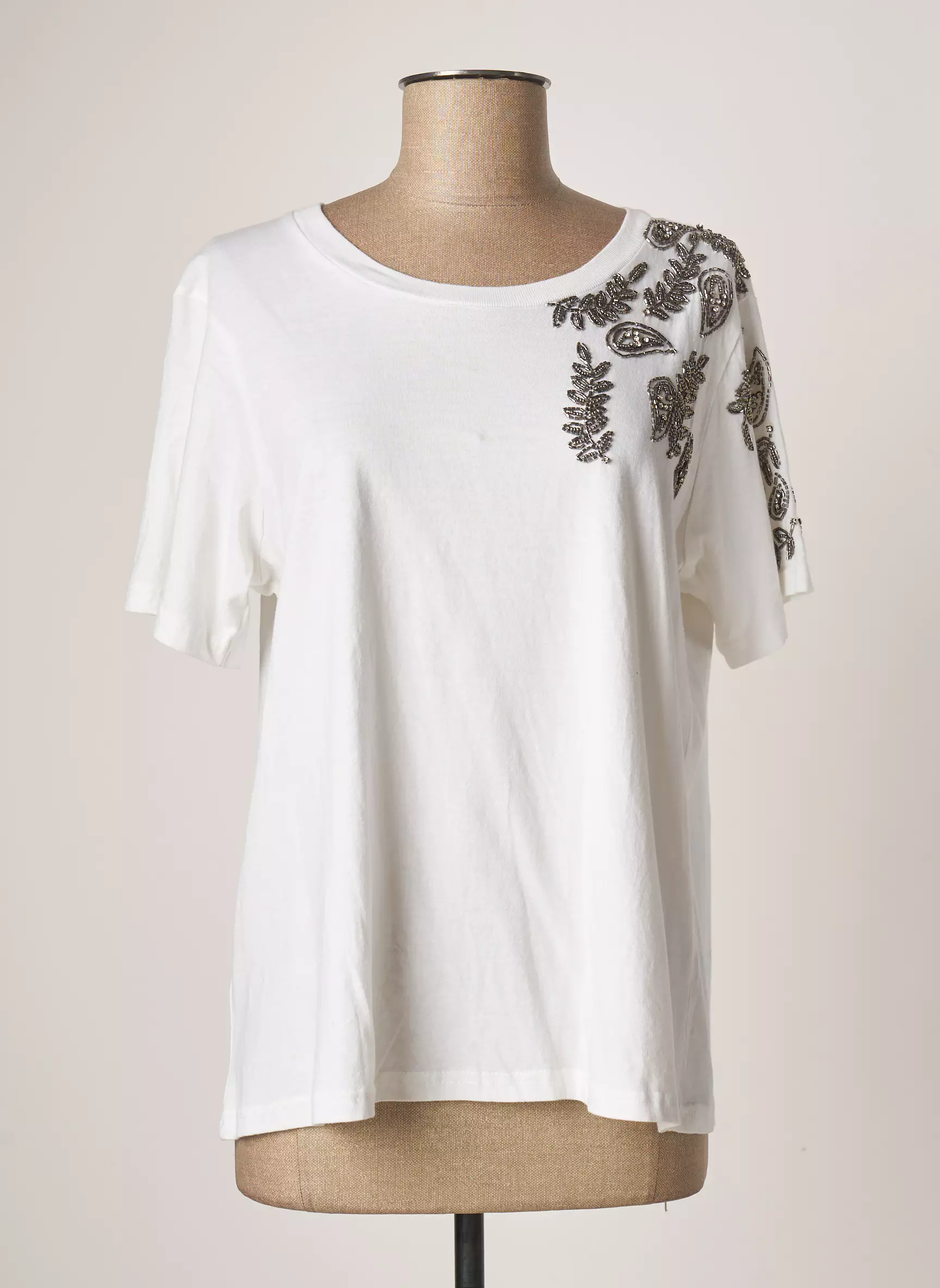 Gold Silver Tshirts Femme couleur blanc