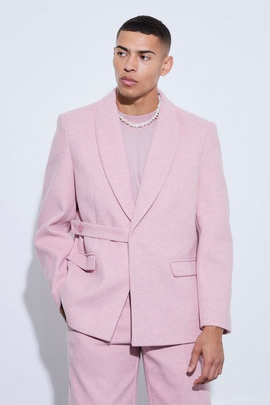 Oversize Blazer aus Wolle mit Träger-Detail