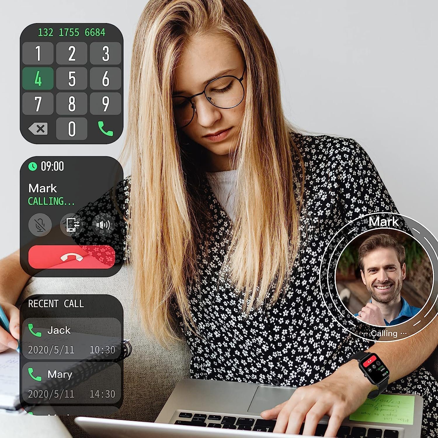 IBETTER Smartwatch für Damen Herren, Fitness Tracker Uhr Smartwatch (Fitnessuhr mit Telefonfunktion 1,69