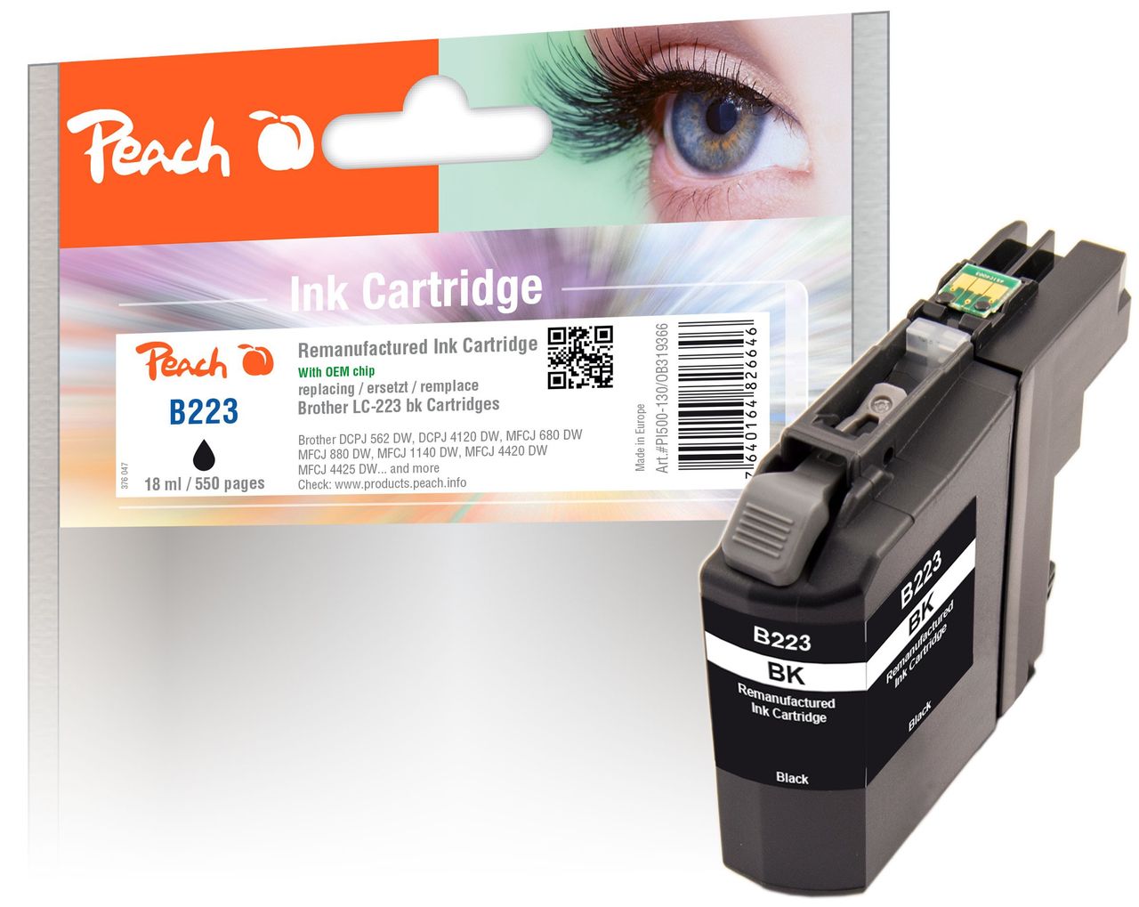 Peach Tintenpatrone schwarz ersetzt Brother LC-223BK