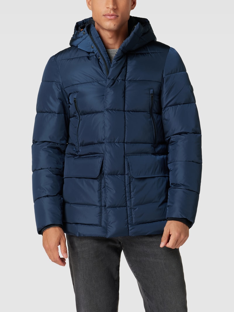 Steppjacke mit Label-Detail Modell 'CLIFF' in dunkelblau