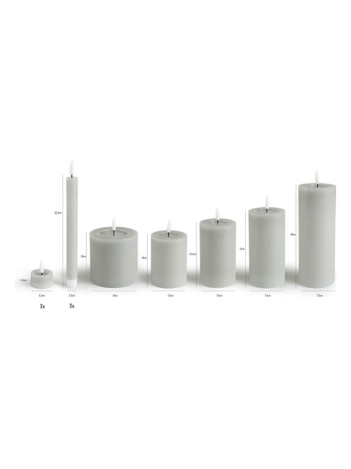 Lifa Living 9er-Set: LED-Kerzen in Hellgrau günstig kaufen onesize