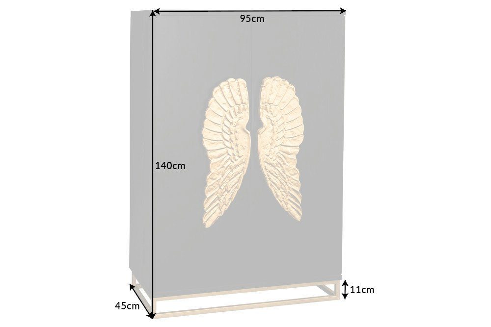 riess-ambiente Barschrank ANGEL 140cm schwarz / gold (1-St) Massivholz · Metall · Highboard · Küche · Wohnzimmer · Design
